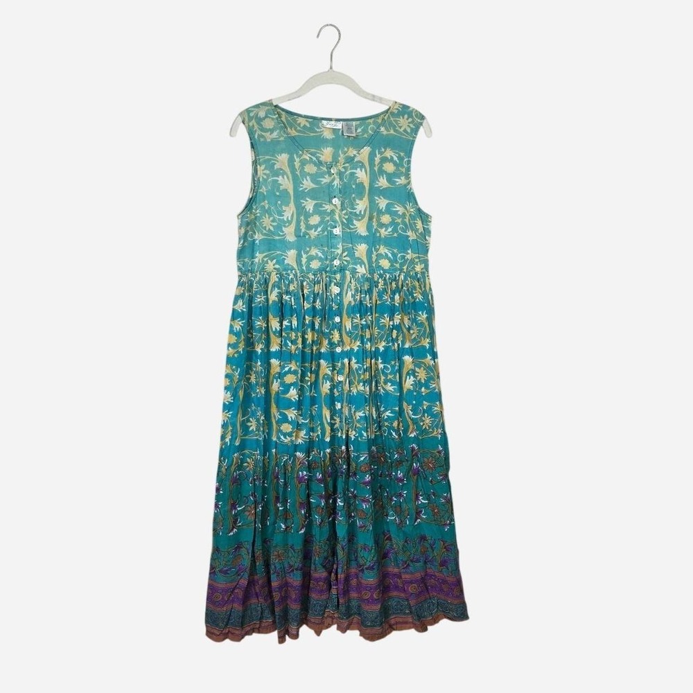 Cotton boho floral print dress with button-up front / grannycore / ELLEN JAY